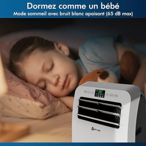 KLIM AC12000 | Climatiseur Mobile 12 000 BTU Puissant Silencieux + NOUVEAUTÉ 2024 + Déshumidificateur + Ventilateur et Climatisation + Clim Mobile avec Télécommande + GARANTI Menagerexpress