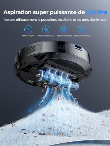 Laresar Mars01 Aspirateur Robot Laveur Navigation Lidar 360° Robot Aspirateur Laveur 5000Pa 5 Cartes Editables Convient aux Poils danimaux Tapis et SolsAppAlexaGoogle Home Menagerexpress