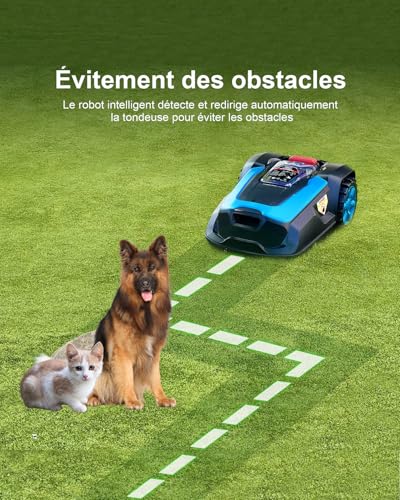 LEADZM Robot Tondeuse de 1000 m2 Tondeuse Robot avec évitement Intelligent des Obstacles Tondeuse Robot Gazon avec Chargement Automatique Tondeuse Autonome avec connectivité Menagerexpress