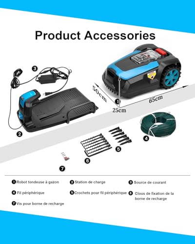 LEADZM Robot Tondeuse de 1000 m2 Tondeuse Robot avec évitement Intelligent des Obstacles Tondeuse Robot Gazon avec Chargement Automatique Tondeuse Autonome avec connectivité Menagerexpress