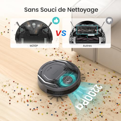 Lefant Aspirateur Robot Mince Silencieux Connecté WiFiBluetoothAlexaApp 6 Modes de Nettoyage AutoCharge 120min dAutonomie Idéal pour Poils danimaux Sols Tapis M210P Menagerexpress