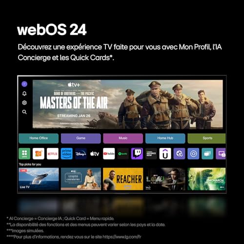 LG TV LED 2024 | 65UT73 | 65 Pouces | UHD | Processeur α5 gen 7 AI 4K Noir Menagerexpress
