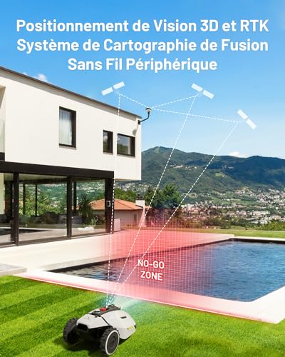 MAMMOTION YUKA 1500 Robot Tondeuse sans Fil Périphérique Robot Tondeuse jusquà 1500m² 45 de Pente Installation sans Fil Périphérique Vision 3D+ RTK Gestion MultiZones Menagerexpress