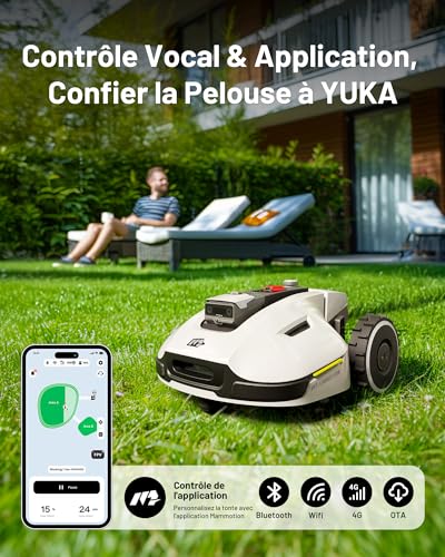 MAMMOTION YUKA 1500 Robot Tondeuse sans Fil Périphérique Robot Tondeuse jusquà 1500m² 45 de Pente Installation sans Fil Périphérique Vision 3D+ RTK Gestion MultiZones Menagerexpress
