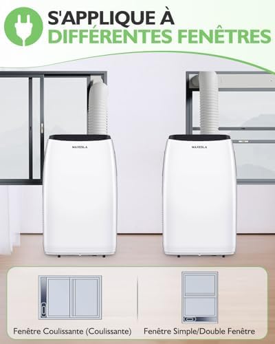 Maxesla Climatiseur Portable 14000 BTU 3 en 1 Déshumidificateur Portable Air Conditioner Avec 3 Vitesses de Ventilateur Affichage Numérique et Télécommande et Minuterie de Menagerexpress