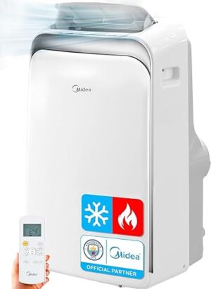 MIDEA Climatiseur Mobile Silencieux 12000 BTU avec Évacuation - Chauffage et Climatisation Portable Prêt à Poser 3500W - Clim Réversible Split - Kit de Fenêtre, Télécommande, et...