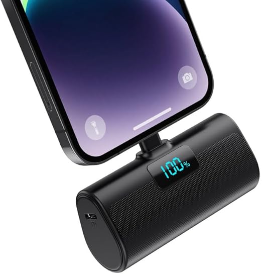Mini Batterie Externe pour iPhone 5200mAh Power Bank UltraCompact et Léger 20W PD Charge Rapide Chargeur Externe avec Écran LCD Petit Batterie Portable Compatible avec Menagerexpress