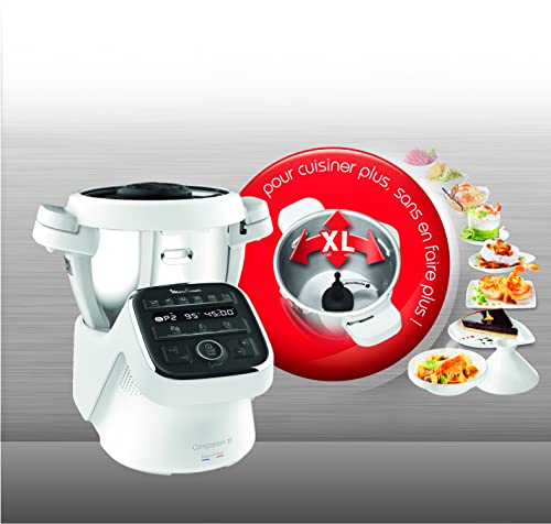 MOULINEX COMPANION XL Robot Cuiseur Multifonction Bol 45L 12 programmes auto Soupes Gaspacho Robot de Cuisine Batteur Mélangeur Hachoir Pétrin Cuisson Vapeur 1550W HF80CB10 Menagerexpress