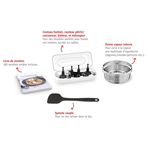 MOULINEX COMPANION XL Robot Cuiseur Multifonction Bol 45L 12 programmes auto Soupes Gaspacho Robot de Cuisine Batteur Mélangeur Hachoir Pétrin Cuisson Vapeur 1550W HF80CB10 Menagerexpress