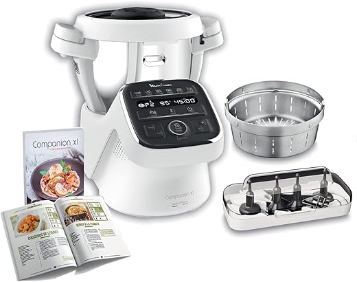 MOULINEX COMPANION XL Robot Cuiseur Multifonction Bol 45L 12 programmes auto Soupes Gaspacho Robot de Cuisine Batteur Mélangeur Hachoir Pétrin Cuisson Vapeur 1550W HF80CB10 Menagerexpress
