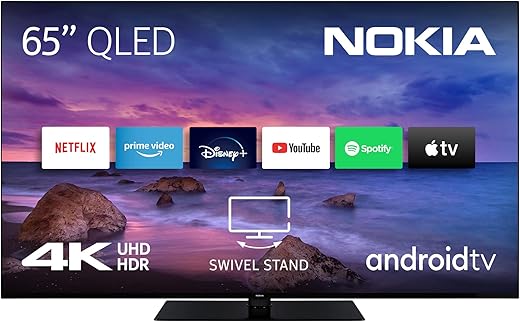 Nokia 65 Pouces 164 cm QLED 4K UHD Téléviseur Smart Android TV WLAN HDR Triple Tuner DVBCS2T2 Netflix Youtube Prime Video Disney+ QN65GV315ISW 2023 Menagerexpress
