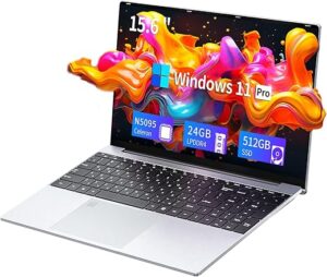 Ordinateur Portable 24Go RAM et 512Go SSD,PC Portable Quad-core Celeron N5095 Pour processeurs,PC Ordinateur avec Windows 11, Laptop 1920 * 1080 IPS FHD,WiFi 5G et USB 3.0 et...