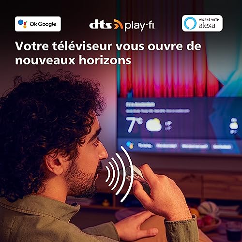 Philips Ambilight OLED70812 139 cm 55 Pouces Smart 4K OLED TV | UHD HDR10+ | 120Hz | Moteur P5 AI Perfect Picture | Dolby Atmos | Enceintes 20W | Compatible avec Menagerexpress