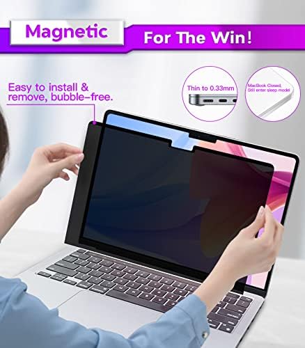 PYS Magnétique Filtre de Confidentialité pour MacBook Air 136 Pouces 20222024 M2 M3 Filtre écran de Confidentialité Amovible pour Ordinateur Portable et Protection Anti Menagerexpress