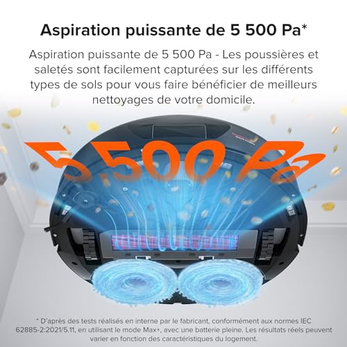 roborock Qrevo Robot Aspirateur Laveur avec Station Fonctions automatiques Vidage Lavage Séchage Nettoyage de la Station Remplissage 5500 Pa Double serpillière rotative Menagerexpress