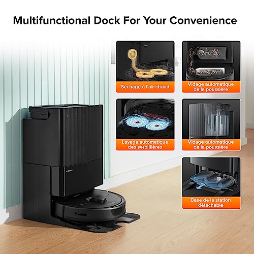 roborock Qrevo Robot Aspirateur Laveur avec Station Fonctions automatiques Vidage Lavage Séchage Nettoyage de la Station Remplissage 5500 Pa Double serpillière rotative Menagerexpress