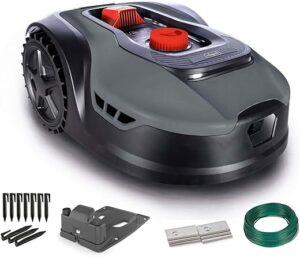 Robot tondeuse connecté 400m2 Scheppach RoboCut L500 avec station de recharge Jusqu'a 400 m² Capteur de pluie WiFi & BT