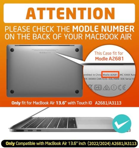 SUPCASE Coque pour MacBook Air 136 Pouces 20242022 A3113 M3 A2681 M2 Protection Rigide DoubleCouches Étui Fine Qualité Militaire Antichoc AntiRayure Intégrale pour Menagerexpress