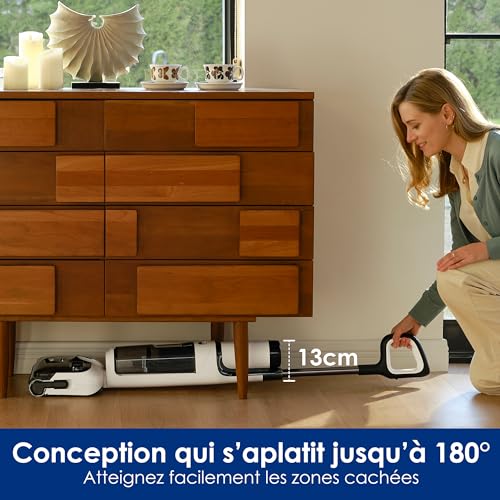 Tineco Floor One Stretch S6 Aspirateur Eau et Poussière Laveur de Sols Conception Plate à 180° Hauteur compacte de 13 cm AutoNettoyage Flashdry à 70℃ en 5 Min Nettoyage des Menagerexpress