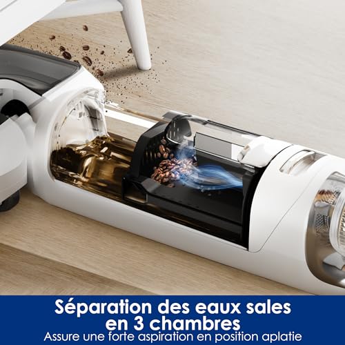 Tineco Floor One Stretch S6 Aspirateur Eau et Poussière Laveur de Sols Conception Plate à 180° Hauteur compacte de 13 cm AutoNettoyage Flashdry à 70℃ en 5 Min Nettoyage des Menagerexpress
