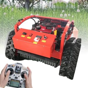 Tondeuse à Gazon robotique, Tondeuse à Essence à Quatre Temps avec télécommande, Tondeuse à chenilles de 7,5 HP, désherbage 2000㎡/h, s'élève jusqu'à 30° d'inclinaison, pour...