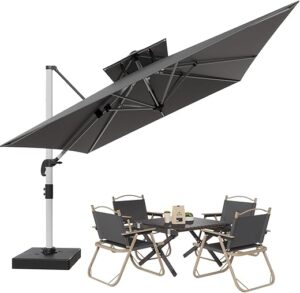 TRIUMPHKEY Parasol de Jardin Exterieur,Aluminium Rectangulaire Parasol Deporte Pliable,Antirouille et Anticorrosion,Uv Protection,Anti Vent,Rotation à 360 Degrés