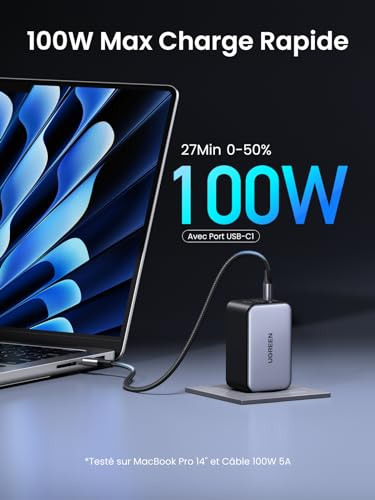 UGREEN Nexode X 100W Chargeur USB C Rapide avec Technologie GaNInfinity AirPyra Prise Secteur USB C Compatible avec MacBook Pro Air M3 M2 M1 iPad Pro Air 2024 iPhone 15 Plus Pro Menagerexpress