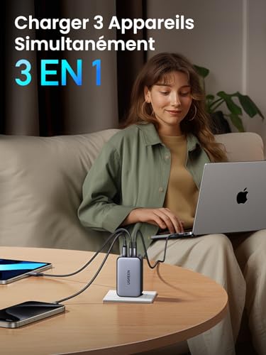 UGREEN Nexode X 100W Chargeur USB C Rapide avec Technologie GaNInfinity AirPyra Prise Secteur USB C Compatible avec MacBook Pro Air M3 M2 M1 iPad Pro Air 2024 iPhone 15 Plus Pro Menagerexpress