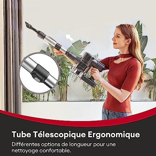 Ultenic Aspirateur Balai sans Fil U12 Vesla 450W 40Kpa Aspirateur sans Fil Puissant avec Detect Laser 45 Min Brosse AntiEmmêlement pour Tapis Poils Animaux Sol Dur Voiture Menagerexpress