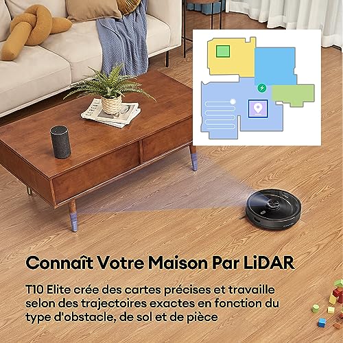Ultenic T10 Elite Robot Aspirateur Laveur Station AutoVidage Navigation Lidar avec Cartographie Connecté App et Alexa Idéal pour Les Poils danimaux Cheveux Poussière et Menagerexpress