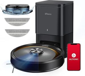 Ultenic T10 Elite Robot Aspirateur Laveur, Station Auto-Vidage, Navigation Lidar avec Cartographie, Connecté App et Alexa, Idéal pour Les Poils d'animaux, Cheveux, Poussière et...
