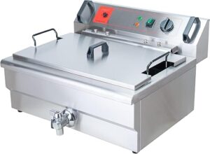 Valgus Friteuse électrique commerciale en acier inoxydable 3000W 30L Machine à frire de cuisine de grande capacité avec panier et couvercle, système de vidange pour le...