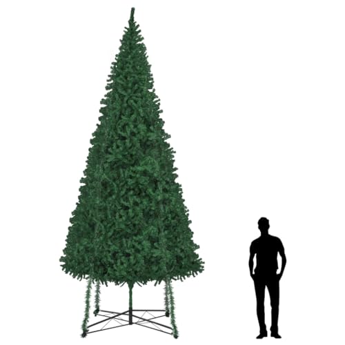 vidaXL Sapin de Noël Artificiel avec Support 500 cm Décoration de Noël Ornement de Vacances Décoration de Fête Salle de Séjour Vert Menagerexpress